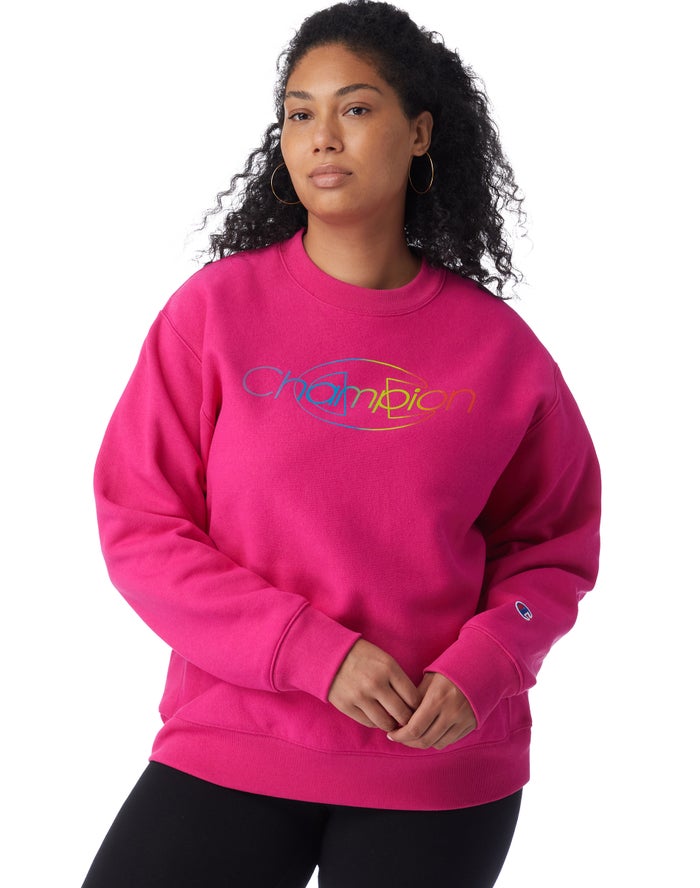 Sudadera Champion Mujer - Plus Reverse Weave Crew Rainbow Logo ( Rosas ) 3569247-DC